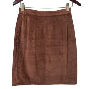 Sz 7/8 Vtg 90s Global Identity Leather Suede Brown Mini Skirt Western Cowgirl